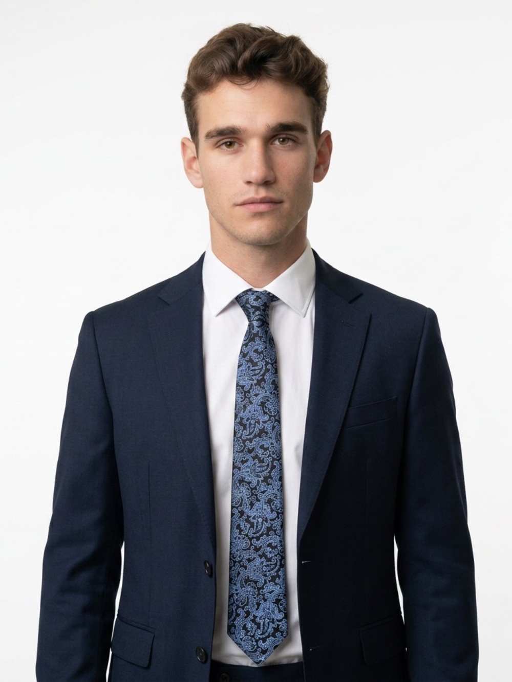 ALFRED SUNG Blue Paisley Men's Silk Tie